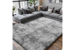 BOSHENGYA Shag Area Rugs for Bedroom Living Room,8X10 Ultra Soft Fluffy Area Rugs for Dorm, Indoor Carpet Nursery Rugs for Kids Girls Room Home Decor,Tie-Dye Grey