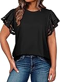 Eytino Womens Plus Size Tops Casual Loose Hollow