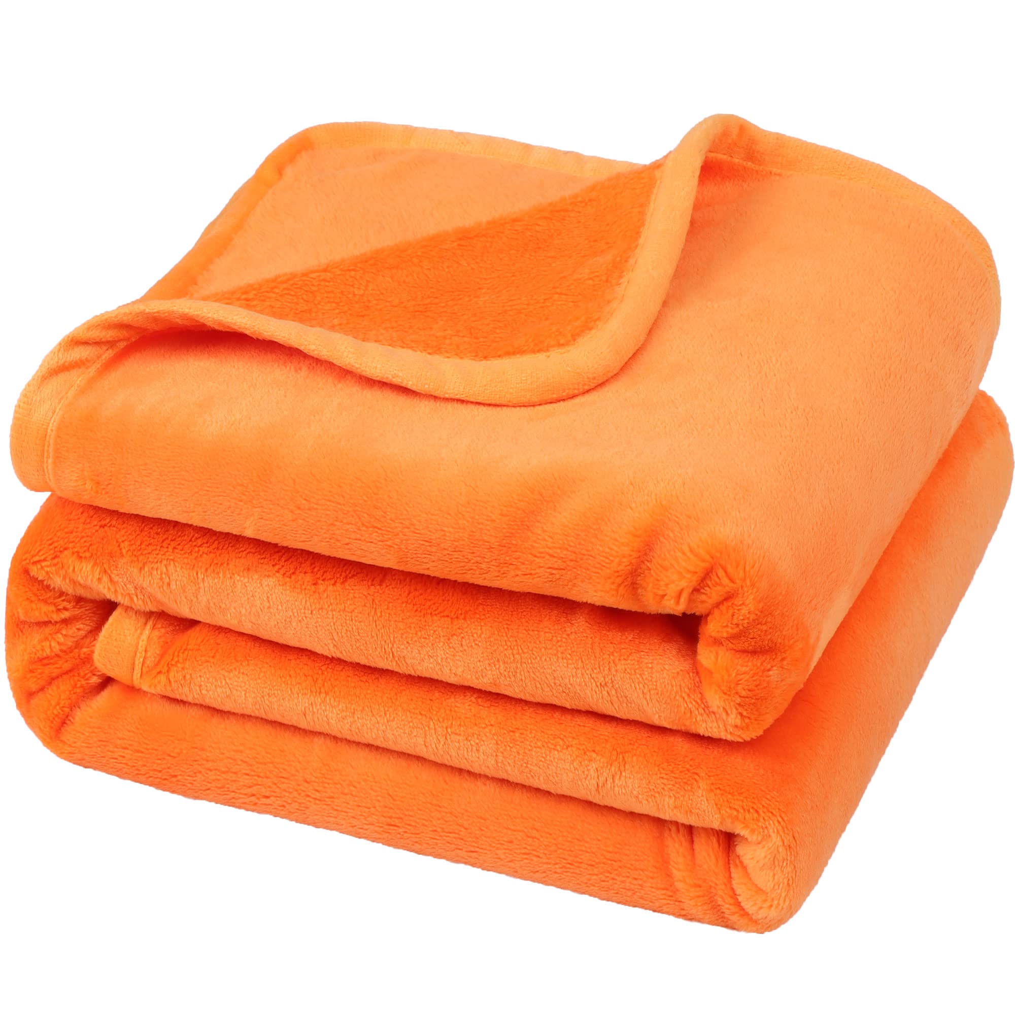 PiccoCasa Flannel Fleece Blanket Soft Lightweight Warm Fuzzy Blanket for All-Seasons, Luxury Comfy Decorative for Couch Living Room Bright Orange Single (130 x 150cm) — image 1