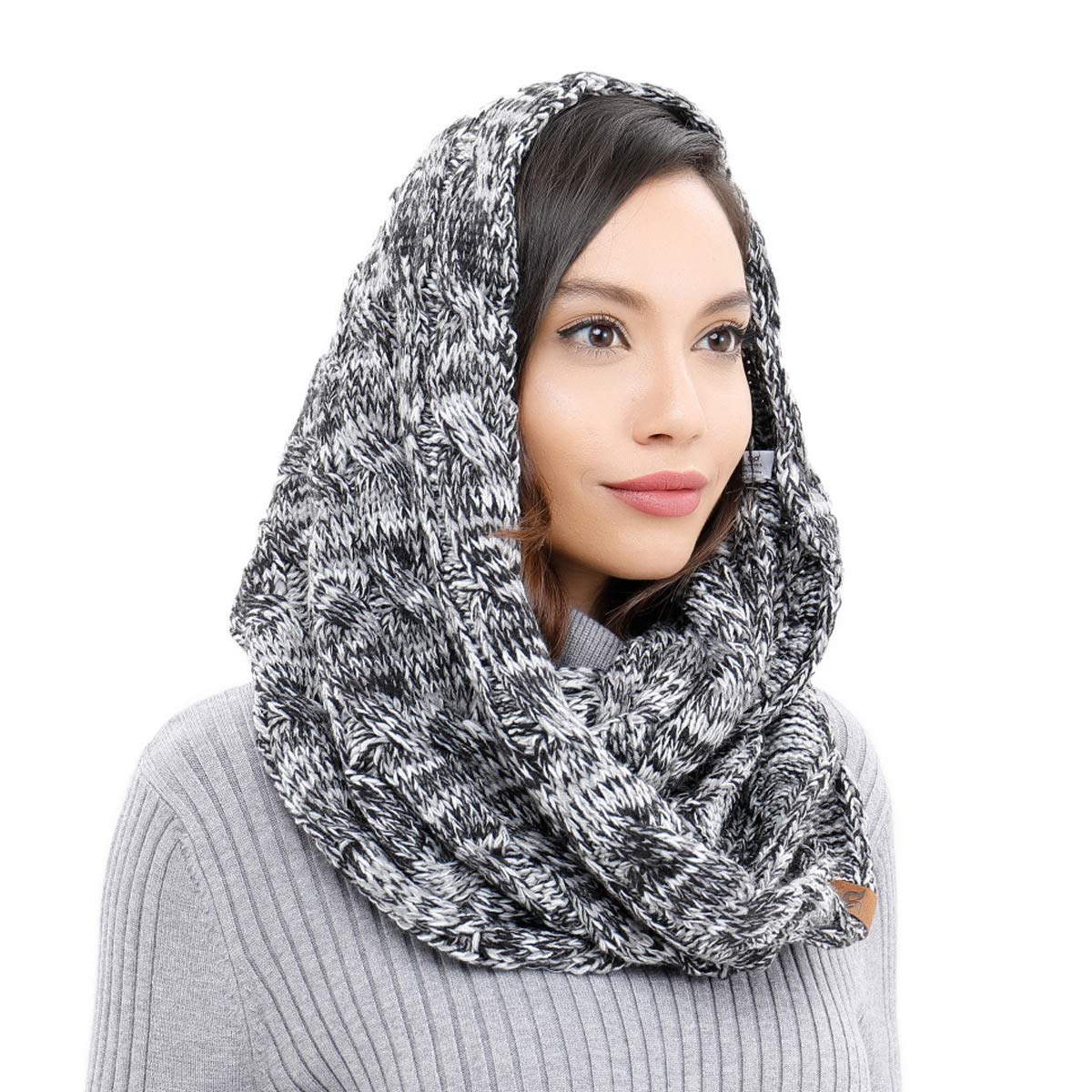 YOOWL Winter Long Circle Scarves Thick Ribbed Cable Knitted Infinity Warm Loop Scarves YOOWL Winter Long Circle Scarves Thick Ribbed Cable Knitted Infinity Warm Loop Scarves