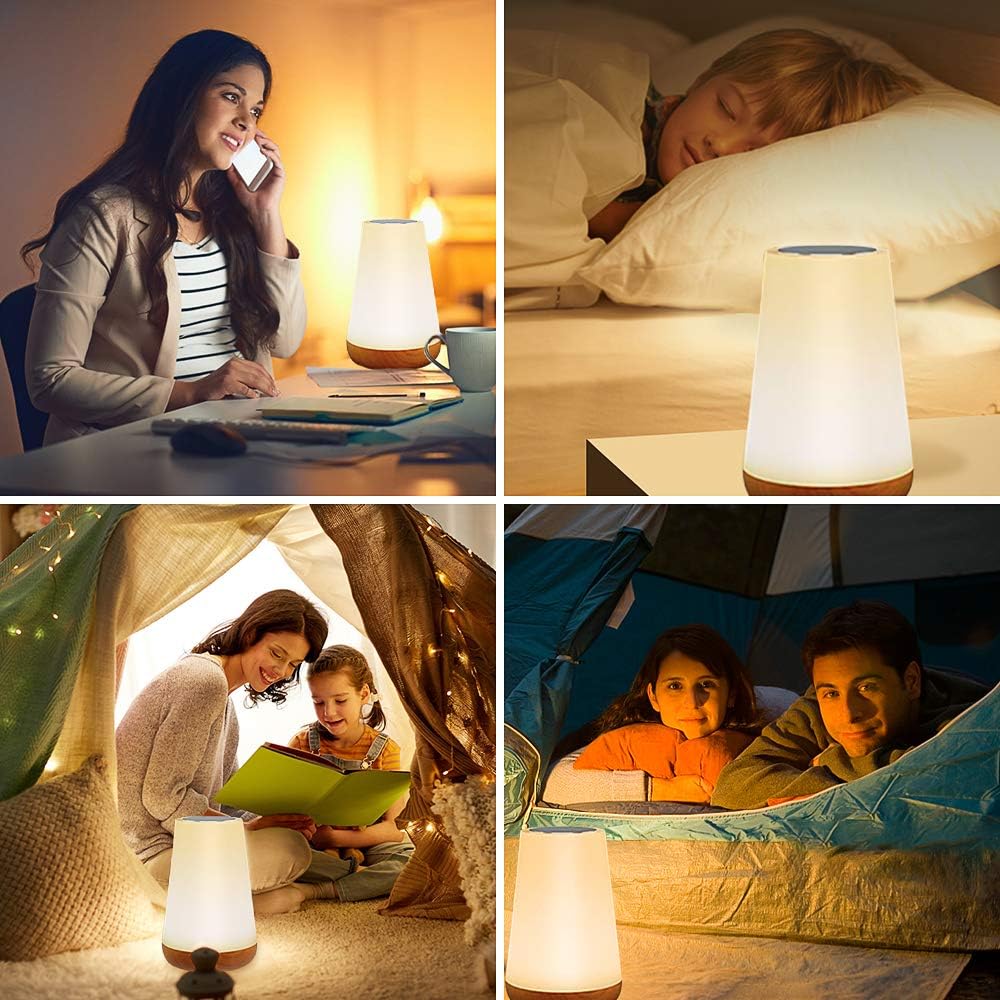 Table Lamp Touch Night Light - Portable Sensor Remote Control Bedside Lamps with Quick Rechargeable USB Dimmable Warm White Light 13 Colors RGB Table Lamp for Bedroom Living Room Office (White): Home Improvement