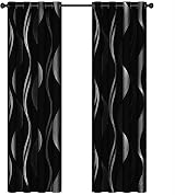 Deconovo Blackout Curtains Silver Wave Line Foil 52x63 Eyelet Thermal view 2