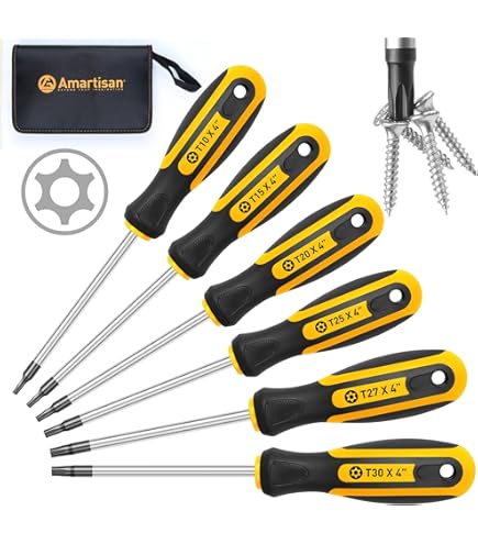 HARFINGTON 5-Piece T27 Torx Screwdriver Bits - 1/4" Hex Shank, 2.6" Long, Magnetic, Tamper Proof