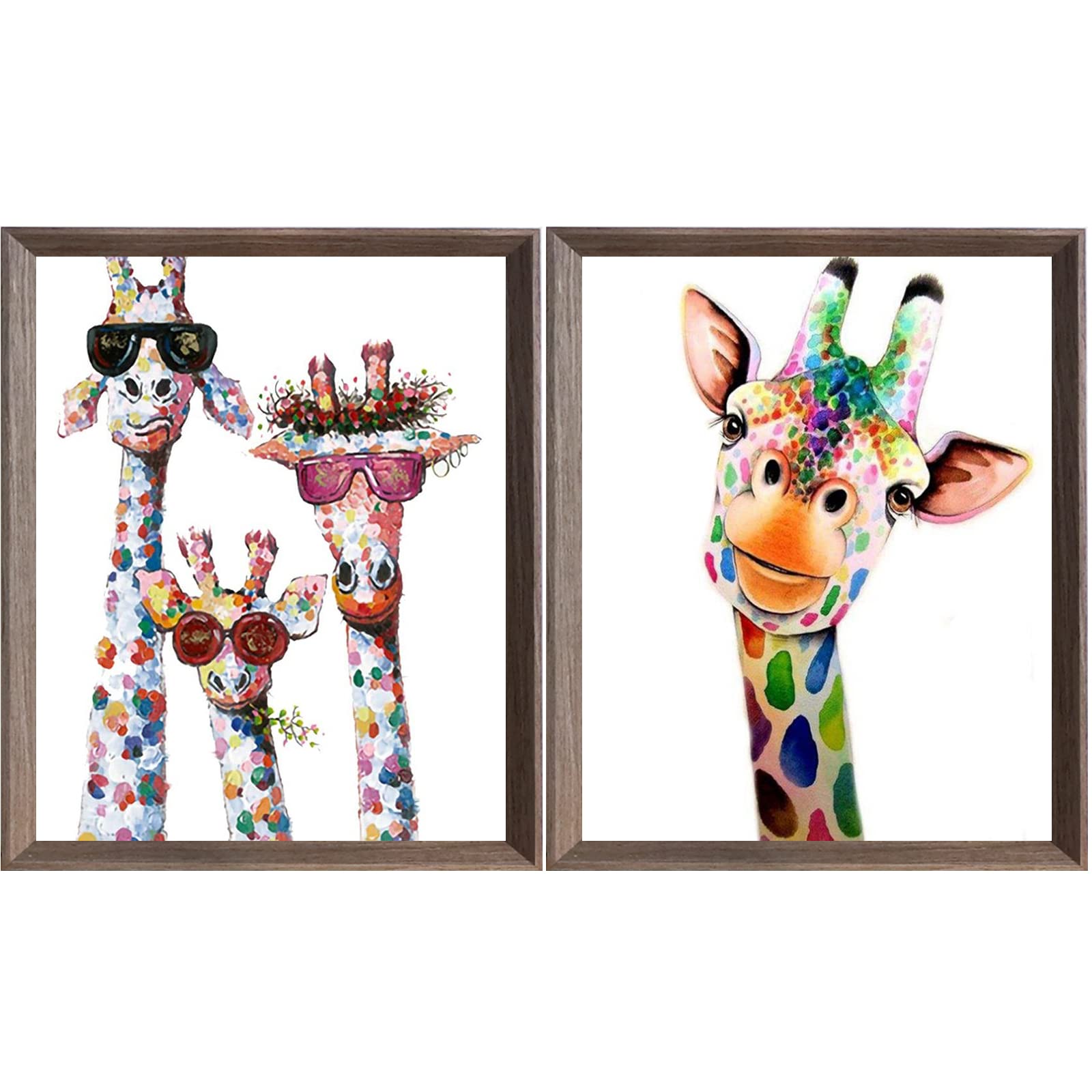 VEGCOO 2 Packs Embroidery Cross Stitch Kits for Adults Beginners, Giraffes Pre Printed Embroidery Cross Stitch Kit 11CT Needlework Kit DIY Artwork for Adults Home Decor or Gifts (30 × 40 cm) — image 1