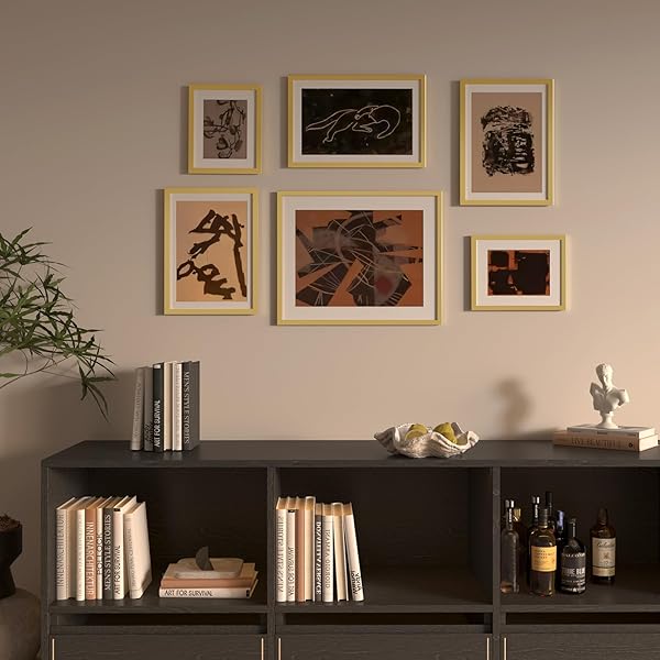 HAPPYHAPI 11X17 PICTURE FRAME GOLD, GOLD PICTURE FRAMES DISPLAY PHOTOS 9X15 WITH MAT OR 11X17 WITHOUT MAT, 1 PACK PLASTIC FRAME FOR WALL FOR HOME DECOR
