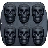 JETKONG 6 Cavity Skull Cake Pan Silicone Skull Cakelet Mold Skull Baking Pan Molds