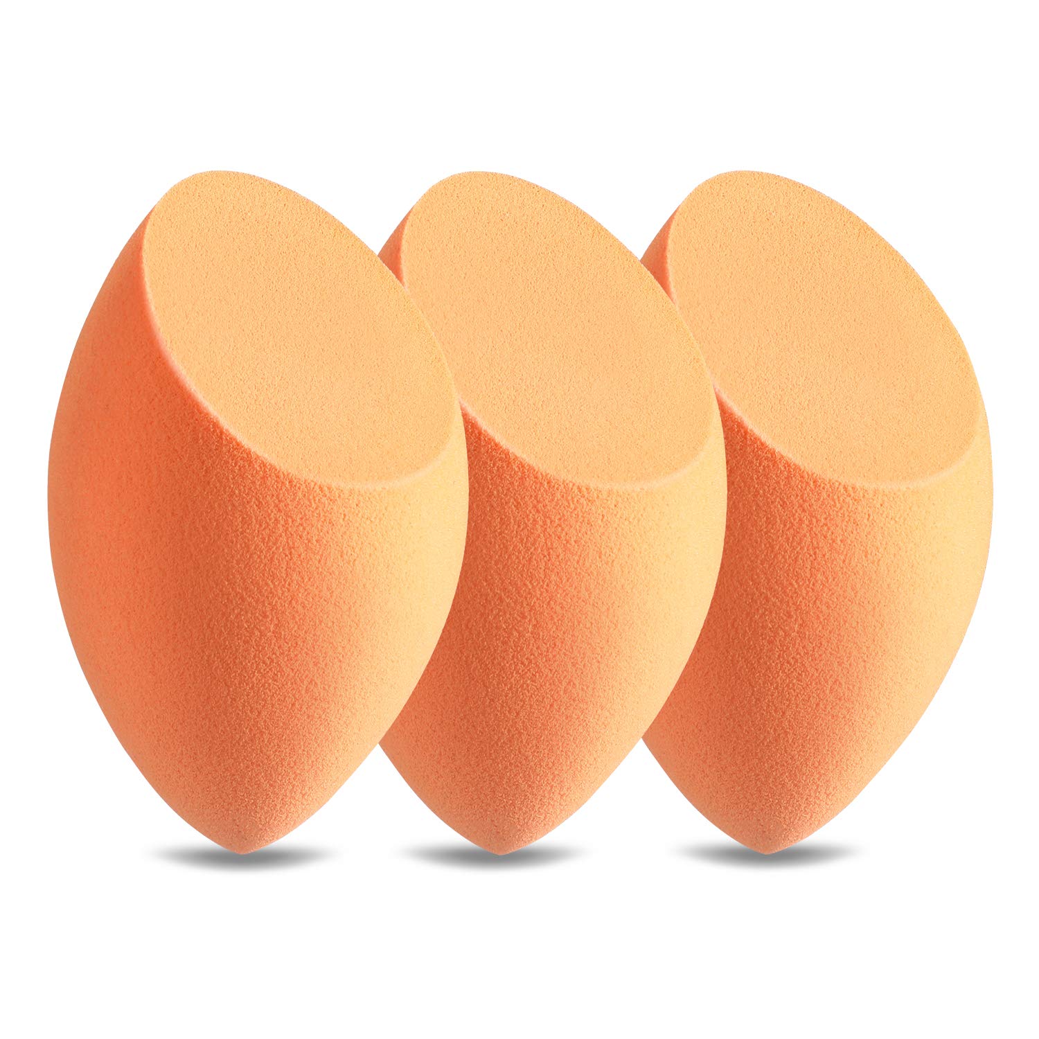 Makeup Sponges, Larbois 3-Pack Blender Beauty Foundation Blending Sponge, Professional Beauty Makeup Set for Dry & Wet Use (Oblique, Orange+Orange+Orange)