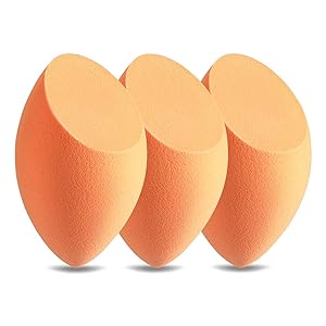 Makeup Sponges, Larbois 3-Pack Blender Beauty Foundation Blending Sponge, Professional Beauty Makeup Set for Dry & Wet Use (Oblique, Orange+Orange+Orange)