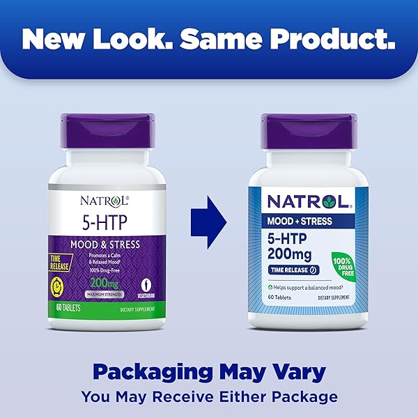 NATROL 5-HTP 200MG DIETARY SUPPLEMENT TO SUPPORT A BALANCED MOOD, 60 TIME RELEASE TABLETS, 60 DAY SUPPLY