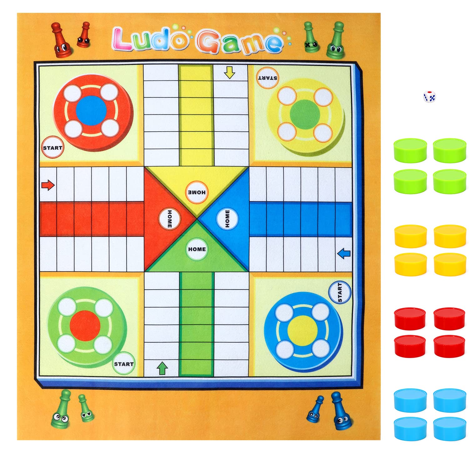 SOKA Ludo Giant Board Game Set Classic Entertainment Fun Game Playmat Rug Carpet Travel Board Games Activities for Kids Children Boys Girls and Family Suitable for Indoor or Outdoor Play
