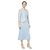 Alex Evenings Women's Tea Length Mock Jacket Dress
