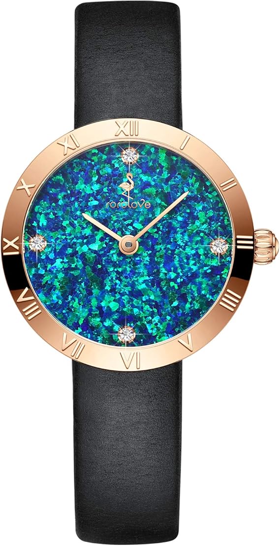 Amazon Rorolove腕時計 レディース ウォッチ 4粒天然ダイヤモンド クラシック 28mm オパール文字盤 レディース腕時計 腕時計 通販
