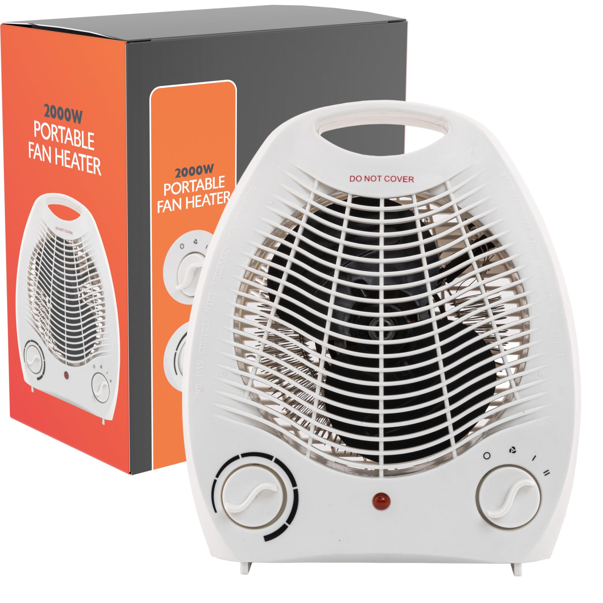 Supply Cube Upright Fan Heater, Electric Portable Heater with Overheat Protection & 2 Heat Settings - Energy Efficient Room Heater for Home