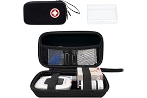 ICIMBI Diabetic Supplies Travel Case, Carrying Case Organizer For Diabetes Testing Kit, Blood Glucose Monitor Kit with Meter, Blood Sugar Test Strips, Lancets, Lancing Device, Alcohol Wipe (Case Only)