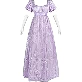 Nuoqi Regency Dress for Women Empire Waist Regency Era Costume Victorian Tea Party Gown