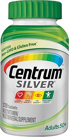 Centrum Silver, Multivitamin/Multimineral Supplement, Adults + 50, 220-Count Bottle