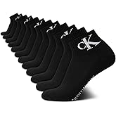 Calvin Klein Mens Quarter Socks - 12 Pack Breathable Soft Cushioned Quarter Cut Athletic Ankle Socks for Men
