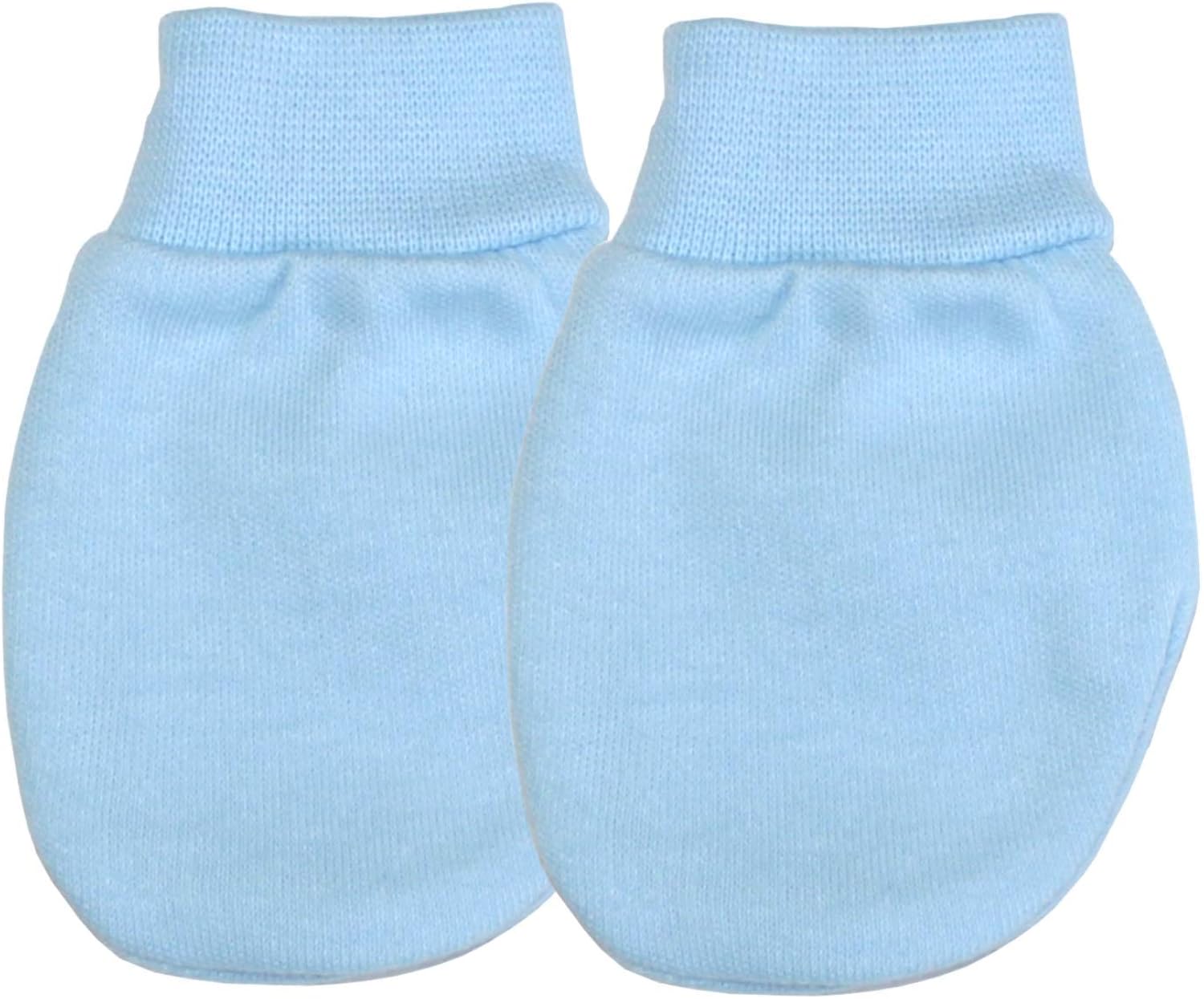Baban Baby Newborn Hat and Baby Scratch Mittens Set - 0-3 Months Baby Cap and Scratch Mits - Cotton, Made in Britain, Blue - Image 4
