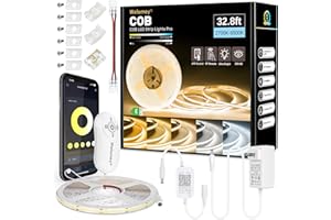 Wefomey COB LED Strip Light White, Dimmable 2700K-6500K High Density 6080LEDs 24V Flexible LED Tape Light with Remote and APP