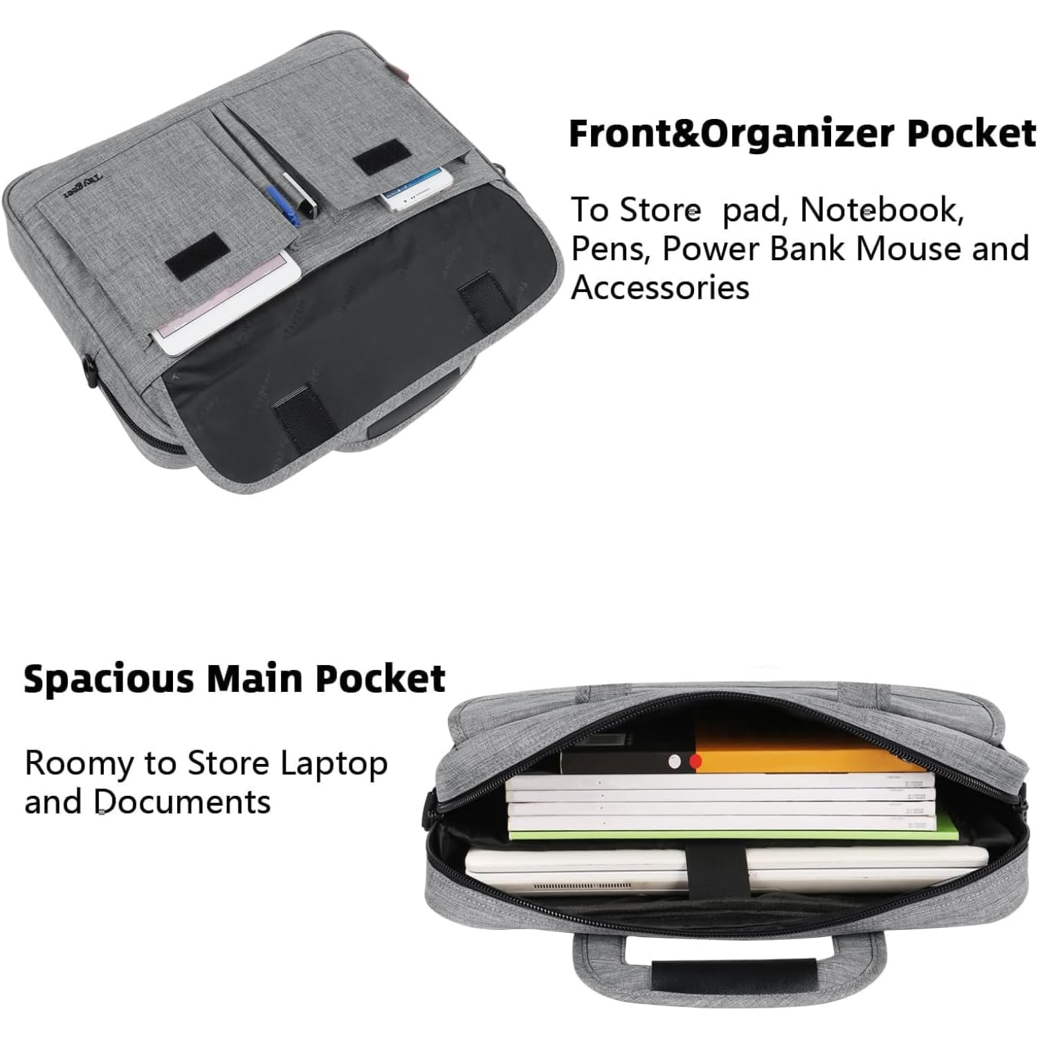 Taygeer Laptop Bag for Men, Water Resistant Crossbody Messenger Shoulder Bag for Business, Professional Premium Office Briefcase, Portable 15.6 Inch Carry On Laptop Case for Notebook/Computer, Grey