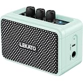 LEKATO Mini Guitar Amplifier, Dual Speakers 5W, Rechargeable Electric Guitar Amp Bluetooth with Clean Overdrive, 6H Working, Headphone Jack, Wireless Portable Small Amp for Practice, Traveling (Blue)