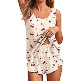 Ekouaer 2 Pieces Womens Tank Top Pajamas Set Soft Sleepwear Sleeveless Cami and Shorts Summer Loungewear Pjs Set