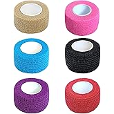 Erewa 6 Pack 1 Inches Self Adhesive Wrap Bandage Self Adherent Cohesive Bandage Tape Stretch Vet Wrap Breathable Athletic Tape for Sports, Wrist, Ankle（Mixed Colors）