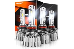 SEALIGHT 9005/HB3 9006/HB4 Bulbs Combo, 92000LM Ultra-Bright 6500K White 9005 9006 Light Bulbs with Cooling Fan, S6 HB3 HB4 Driving Fog Spot Light Wider Vision, Easy Plug N Play, Pack of 4