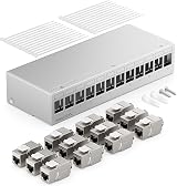 deleyCON 12 Port Patch Panel 1HE Grey STP CAT6a Keystone Modules Network Cable view 1