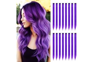 HappClan Purple Hair Extensions, 16 Pcs Colored Clip in Hair Extensions Synthetic, 22 inch Rainbow Extensions for Girls Women Kids Favor Gift & Dress Up Fashion Party Birthday (Purple Hair)