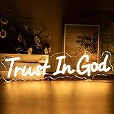 Trust in God Neon Sign Dimmable Neon Signs for Wall Decor Inspirational LED Signs USB Warm White Light Up Sign for Christian Wall Art Jesus Room Decor Bedroom Living Room Jesus Gifts