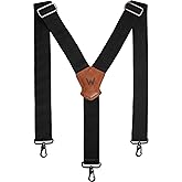 WELKINLAND 2Inch Y-Back Mens Suspenders, Heavy-Duty Suspenders Y Back, Wide Mens Suspender Hooks for Jeans Heavy Duty, Black Men Suspender Pants