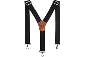 WELKINLAND 2Inch Y-Back Mens Suspenders, Heavy-Duty Suspenders Y Back, Wide Mens Suspender Hooks for Jeans Heavy Duty, Black Men Suspender Pants