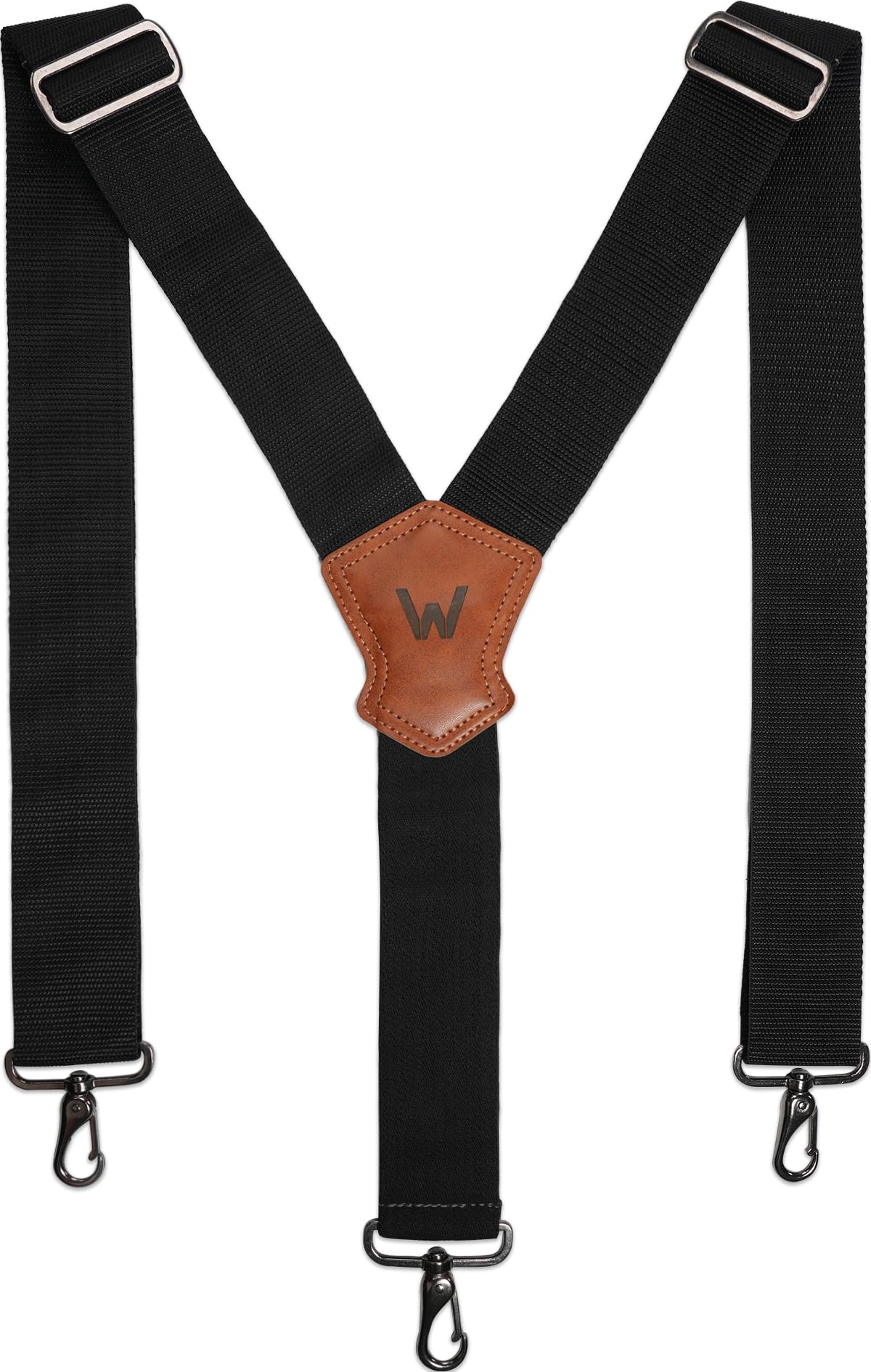 WELKINLAND 2Inch Y-Back Mens Suspenders, Heavy-Duty Suspenders Y Back, Wide Mens Suspender Hooks for Jeans Heavy Duty, Black Men Suspender Pants