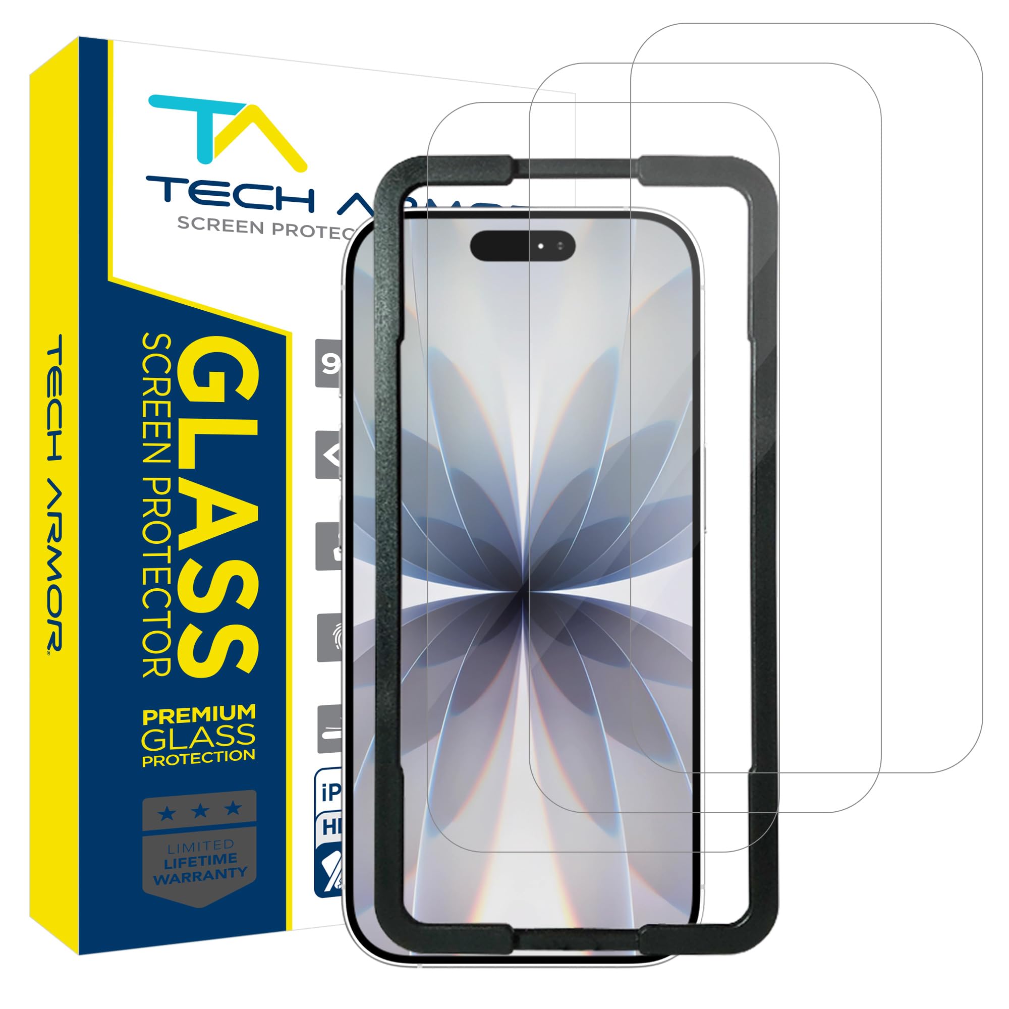 Photo 1 of Tech Armor for iPhone 17 Screen Protector Glass 6.3 inch - Ballistic Tempered, Case Friendly, Sensor Protection, HD, 9H Hardness, 3 Pack