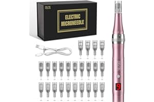 PELCAS LCD Electric Beauty Pen Kit 9 Speeds Professional Skincare Pen for Face & Body, Cordless Skin Care Tool at-Home with 24Pcs Replacement Cartridges