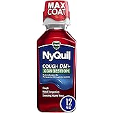 Vicks NyQuil Cough DM+ Congestion Relief Liquid Medicine, Maximum Strength Multi-Symptom Nighttime Relief for Cough, Nasal Congestion, Sneezing and Runny Nose, Cherry Flavor, 12 FL OZ