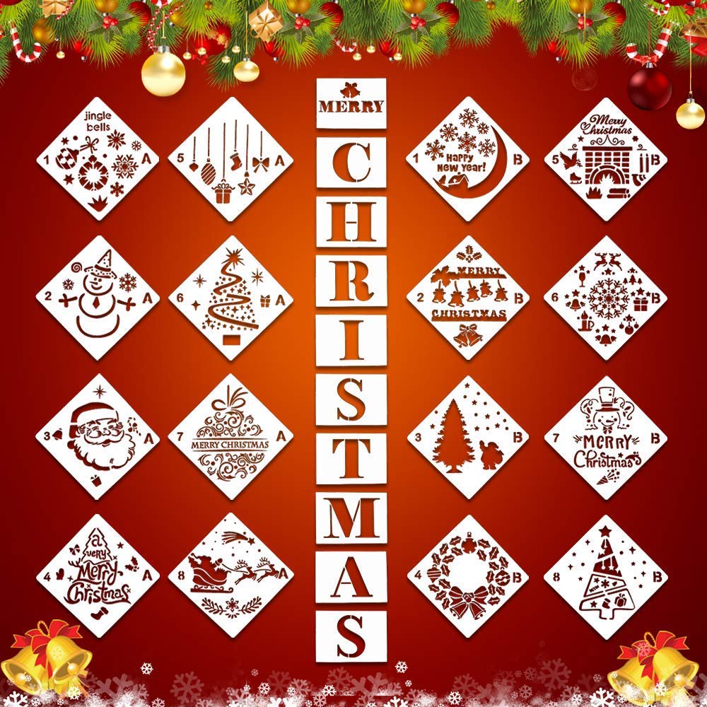 26 Stucke Weihnachten Schablonen Wiederverwendbare Kunststoff Handwerk Fur Kunst Zeichnung Frohe Weihnachten Ausdruck Vorlage Diy Karte Handwerk Kunst Malerei Spray Glas Holz Airbrush Und Wandkunst Kuche Haushalt Wohnen Papierbasteln Suenaacampo Com