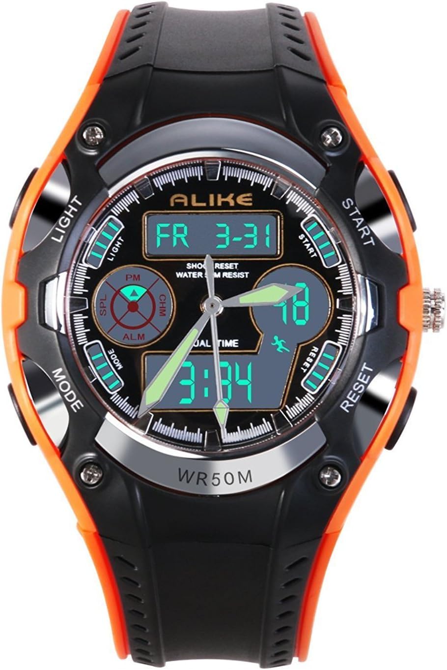 Kids Sports Digital Watch, Boys Girls Watches Children Student Analog Quartz Waterproof Watch with Alarm Stopwatch – Orange