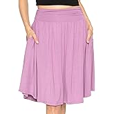 STRETCH IS COMFORT Women's and Plus Size Scoop Hem Flare Mid Length Skirt with Pockets | S-5X