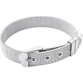 555Jewelry Stainless Steel Adjustable Belt Buckle Mesh Bangle Bracelet for Women
