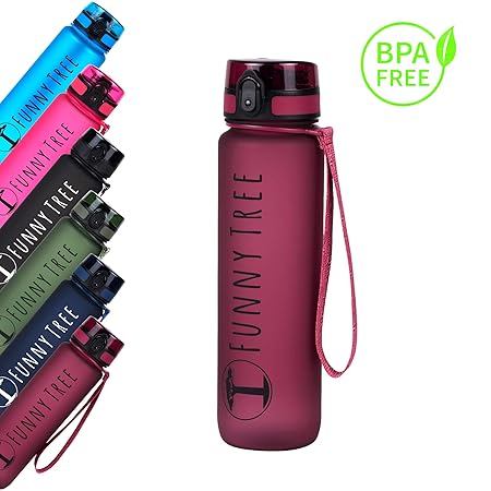 Funny Tree® Trinkflasche aus Tritan. BPA frei und auslaufsicher! 500ml / 600ml / 1000ml / 1500ml. Ideal beim Sport oder auf R