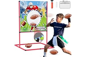 HYES Football Toss Game with 4 Inflatable Footballs, LED Light up Throwing Target Game, Football Target Practice for Kids, In