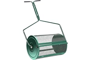 AESRAOU Compost Spreader, Lawn Spreader, Peat Moss Spreader with Upgrade Latches - Durable Metal Mesh Fertilizer Spreaders for Lawn and Garden Multi-Purpose Seed Spreader (T-Green-L)