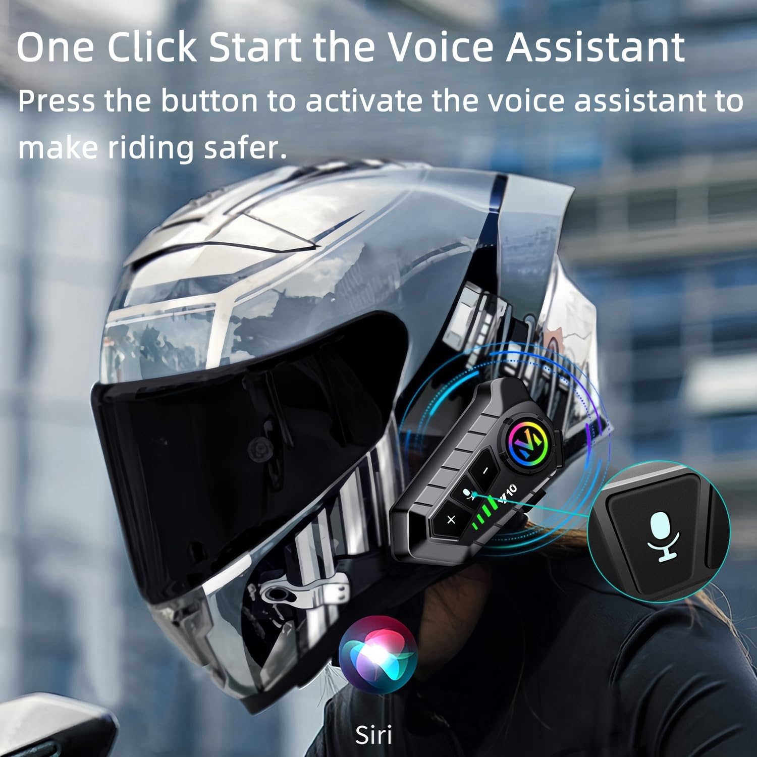 Motorcycle Helmet Bluetooth Headset Speakers with HiFi Sound,Noise Cancellation,1000mAh Battery,25 Hours Use,Boom Mircrophone,Easy to Install Use with Golves,IPX6 Waterproof,Voice Assistant
