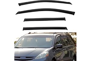 LQQDP 4pcs Front+Rear Smoke Tint Sun/Rain Guard Outside Mount Tape-On Vent Window Visors Compatible with 04-10 Sienna