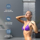 Hibbent Self-Cleaning Rainfall Shower Head 12x8 Inch Square Black Chrome view 6