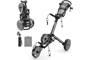 Tivor Lightweight Golf Push cart 3 Wheel,Foldable Golf Trolley for Adults and Junior with Ergonomic Adjustable Handle, Scorecard Holder, Umbrella Mount, Foot Brake, All-Terrain Wheels