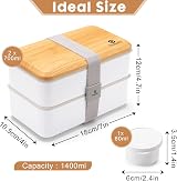 Sinnsally 1400ML Bento Box Lunch Container Stackable Leak-Proof Japanese Style view 2