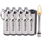 SURVIVE Permanent Match, Pack of 5, the Forever Lighter, Emergency Fire Starter Striker Set, Metal Keychain Unlimited Waterproof Stick